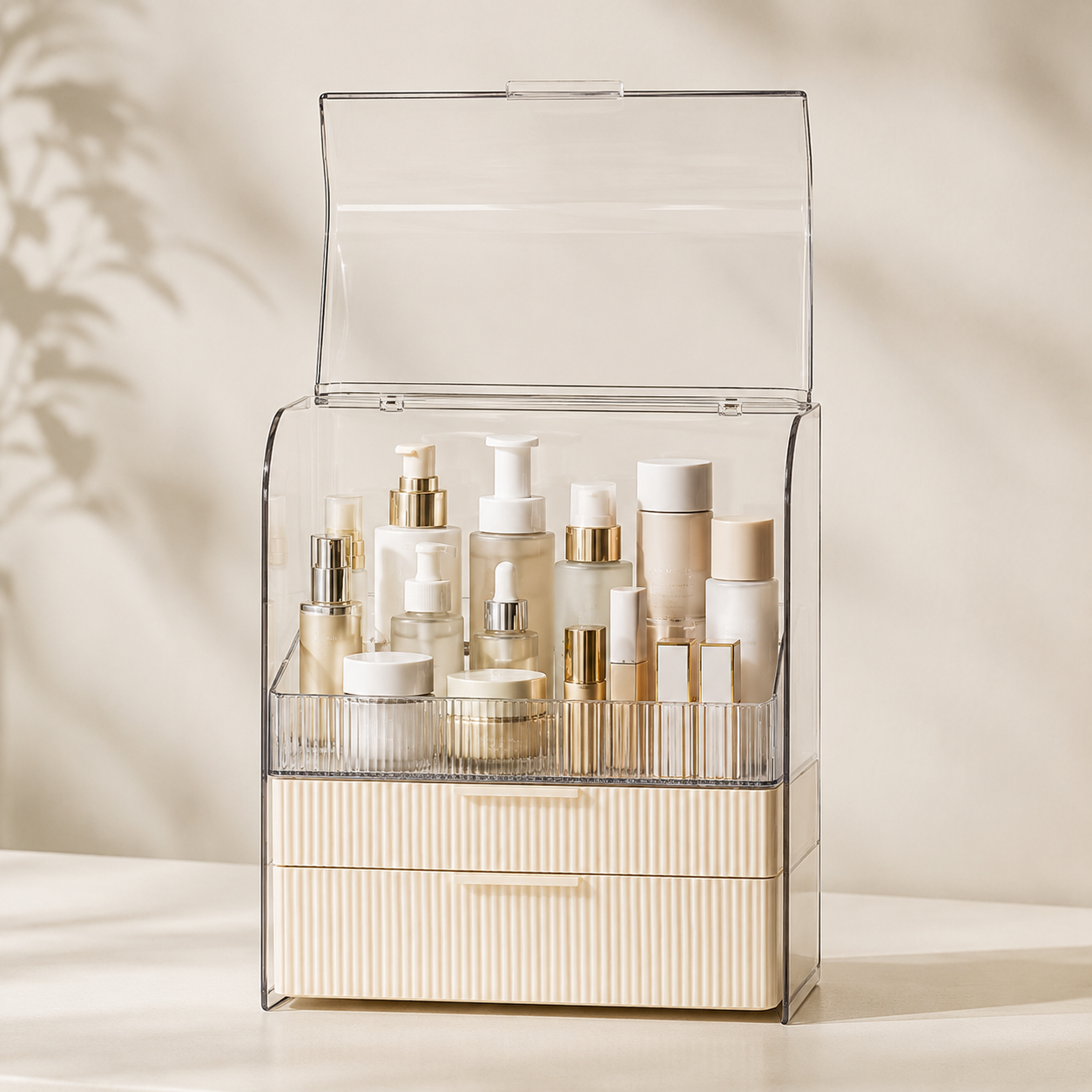 Clear Dustproof Makeup Organizer with Drawers