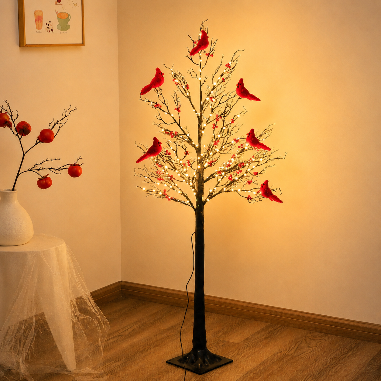 Vintage Light-Up Cardinal Tabletop Tree