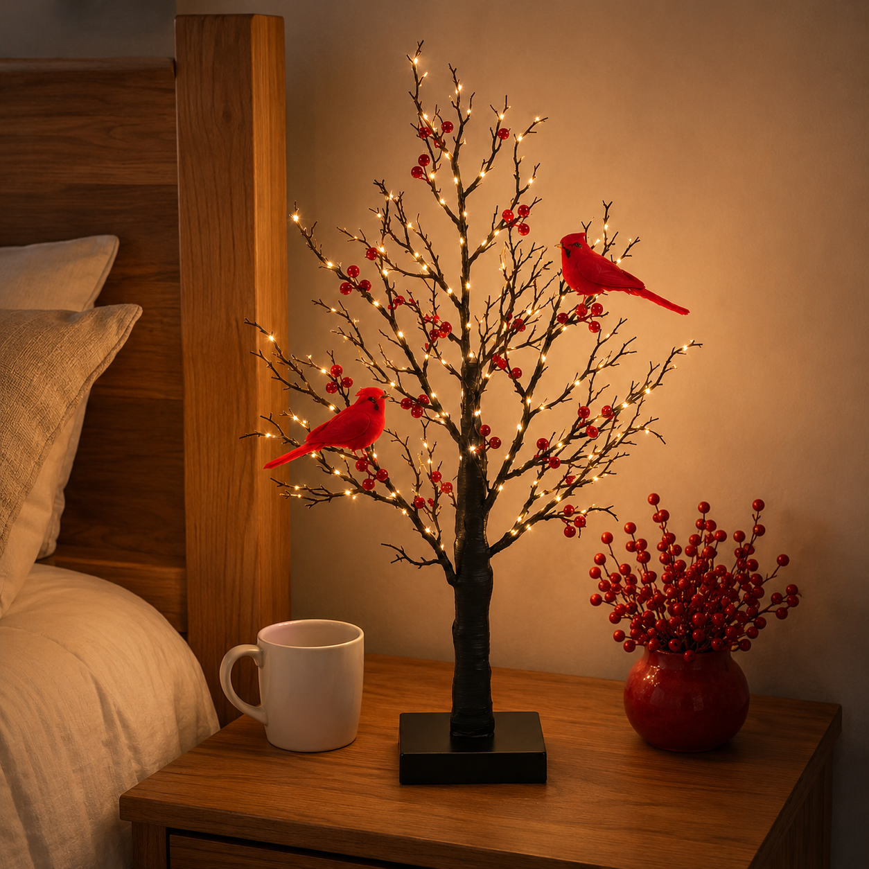 Vintage Light-Up Cardinal Tabletop Tree