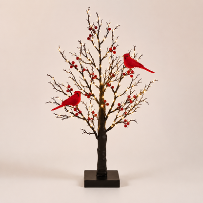 Vintage Light-Up Cardinal Tabletop Tree
