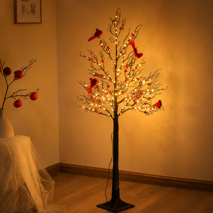 Vintage Light-Up Cardinal Tabletop Tree