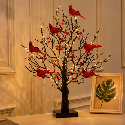 Vintage Light-Up Cardinal Tabletop Tree
