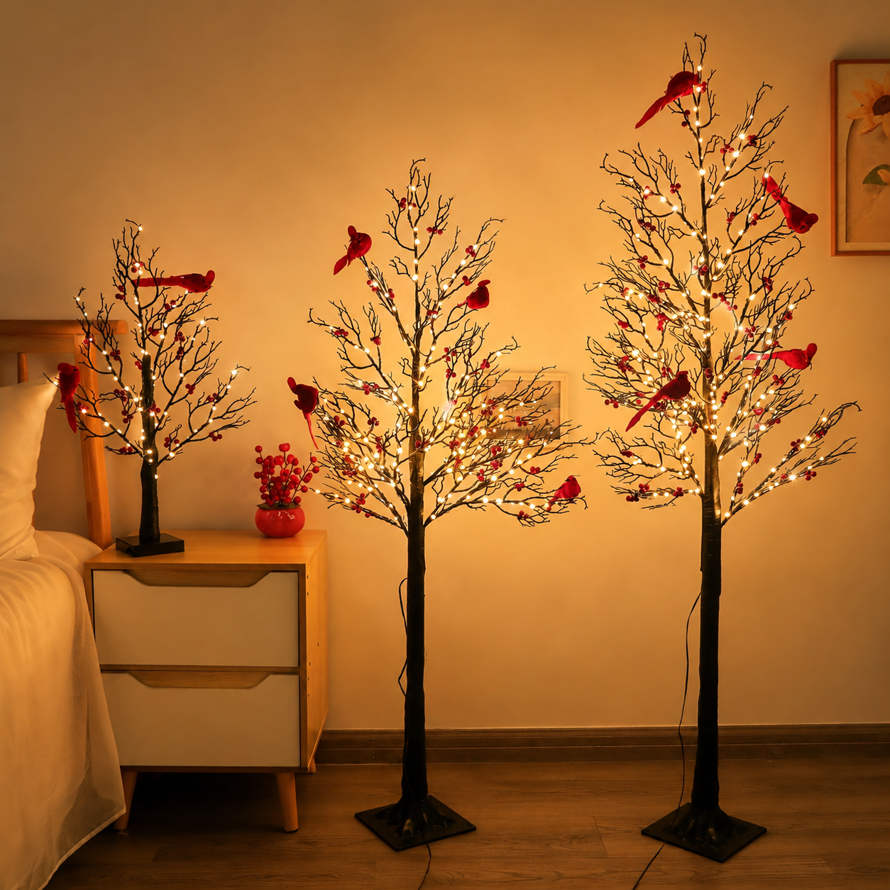 Vintage Light-Up Cardinal Tabletop Tree