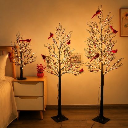 Vintage Light-Up Cardinal Tabletop Tree