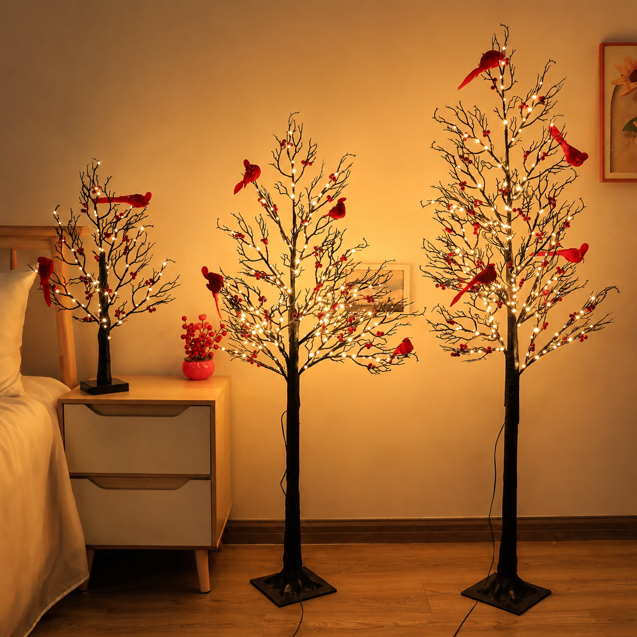 Vintage Light-Up Cardinal Tabletop Tree