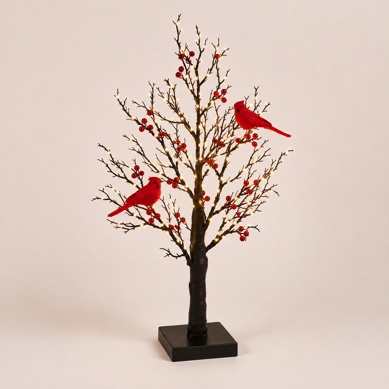 Vintage Light-Up Cardinal Tabletop Tree