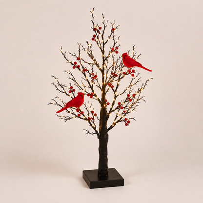Vintage Light-Up Cardinal Tabletop Tree