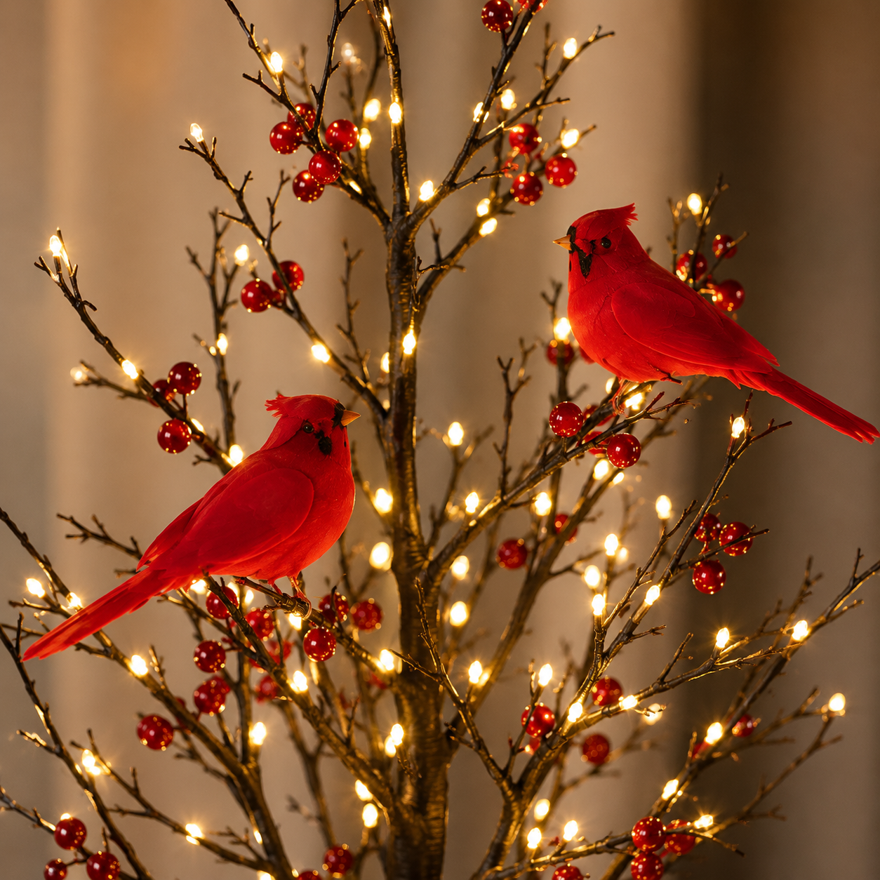 Vintage Light-Up Cardinal Tabletop Tree