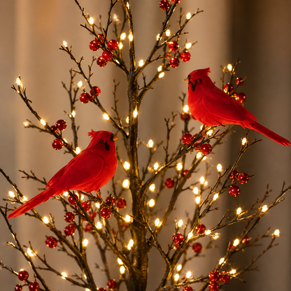 Vintage Light-Up Cardinal Tabletop Tree