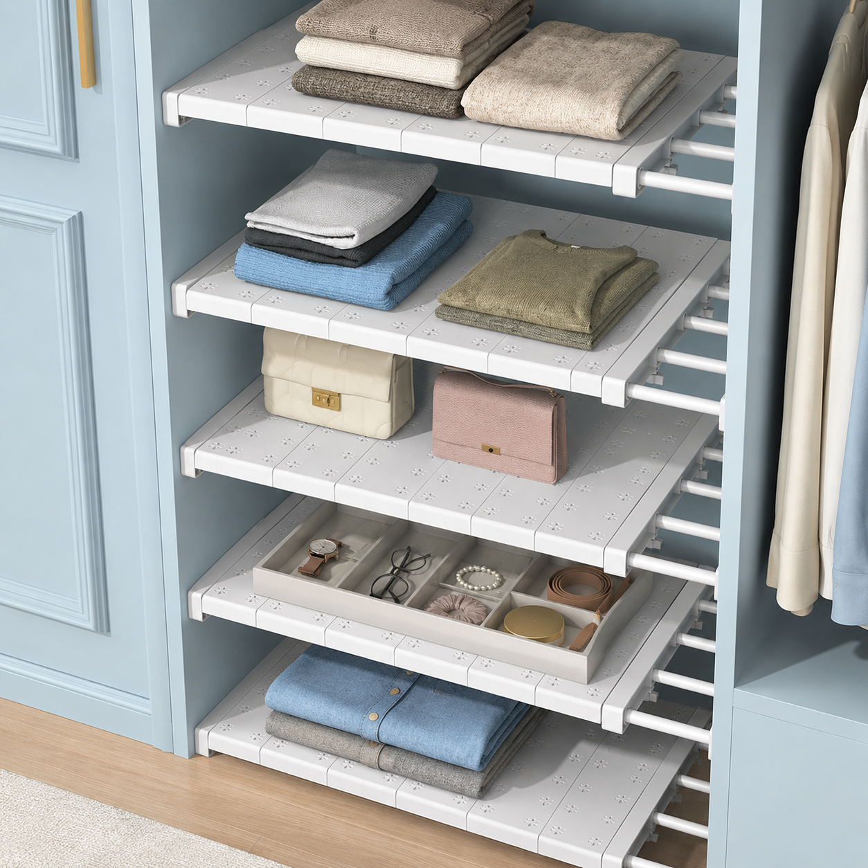Layered Closet Storage Rack – Space-Saving Shelf Organizer