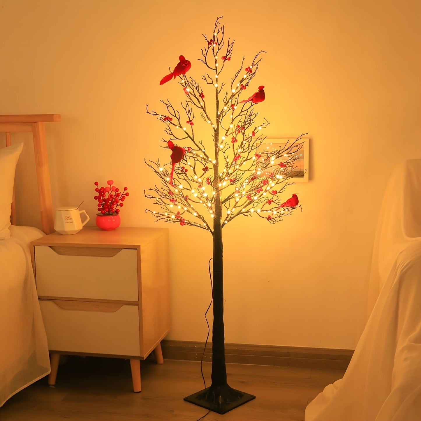 Vintage Light-Up Cardinal Tabletop Tree