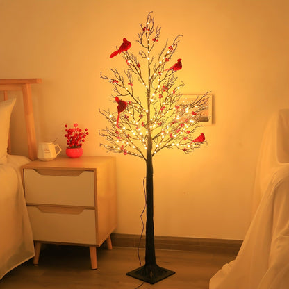 Vintage Light-Up Cardinal Tabletop Tree